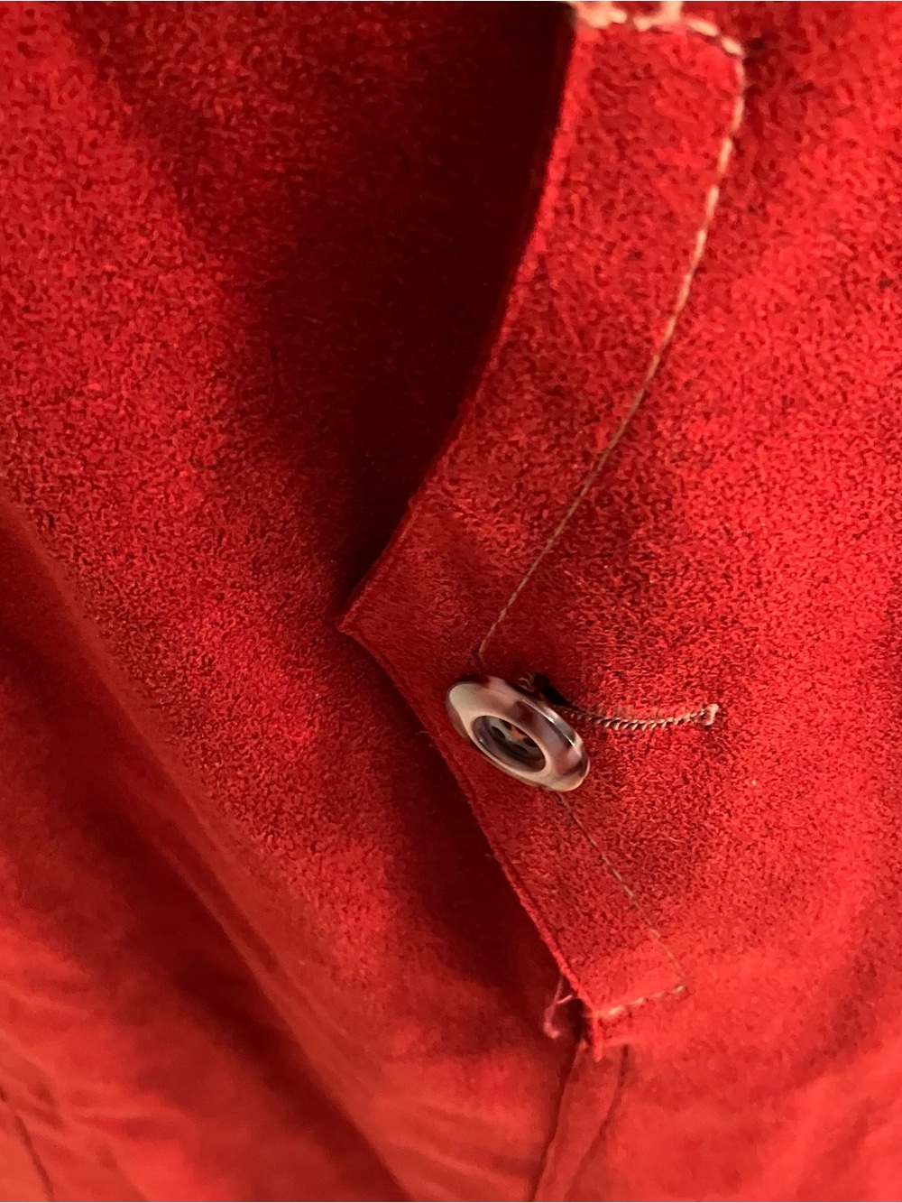 VTG Women’s Sz.8 70s Red Suede Leather Belted Trench Coat Long Boho Festival - Picture 5 of 16
